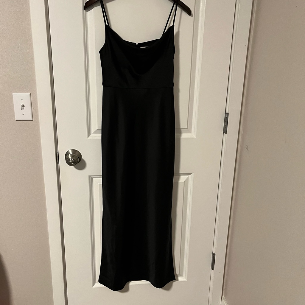 Bhldn Black Slip Maxi Dress With Spaghetti Straps